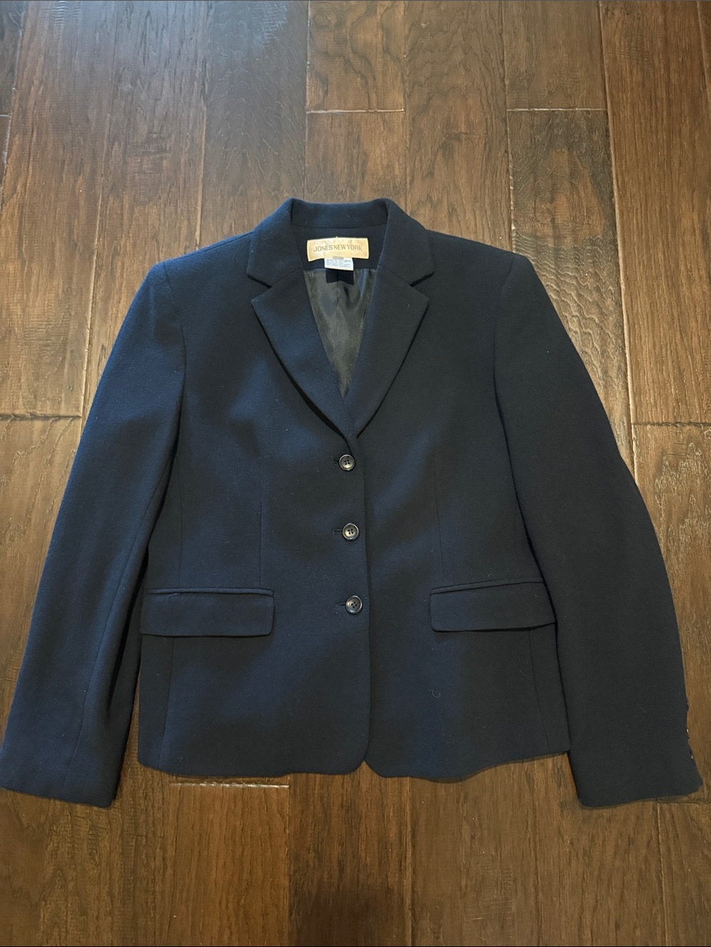 Jones New York Navy Three-Button Wool Blend Blazer Size 8